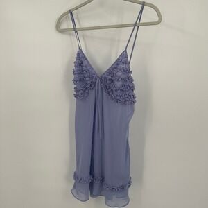 Womens Y2K Lavender Ruffle Slip Dress Sz M Coquette Fairycore Soft Girl Romantic
